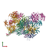 PDB entry 6hv9 coloured by chain, front view.