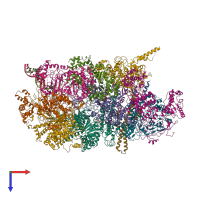 PDB entry 6hv9 coloured by chain, top view.