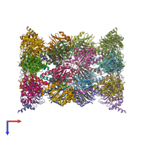 PDB entry 6hva coloured by chain, top view.