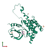 PDB entry 6hvd coloured by chain, front view.