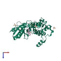 PDB entry 6hvd coloured by chain, top view.