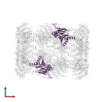 Proteasome subunit beta type-2 in PDB entry 6hw9, assembly 1, front view.