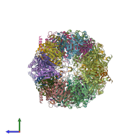 PDB entry 6hwc coloured by chain, side view.