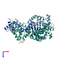 PDB entry 6hwi coloured by chain, top view.