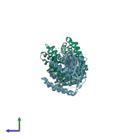 PDB entry 6hwj coloured by chain, side view.