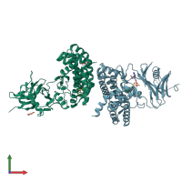 PDB entry 6hwl coloured by chain, front view.