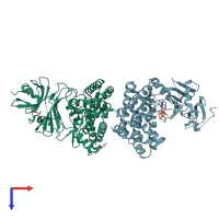PDB entry 6hwl coloured by chain, top view.