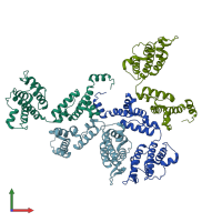 PDB entry 6hwy coloured by chain, front view.