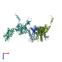 PDB entry 6hwy coloured by chain, top view.