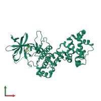 Monomeric assembly 1 of PDB entry 6hx1 coloured by chemically distinct molecules, front view.