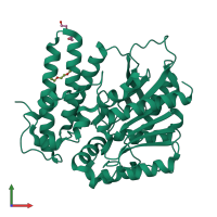 PDB entry 6hxa coloured by chain, front view.