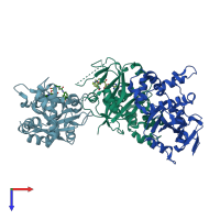 PDB entry 6hxr coloured by chain, top view.