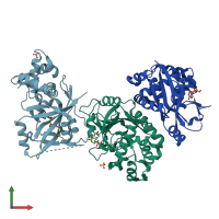 PDB entry 6hxs coloured by chain, front view.