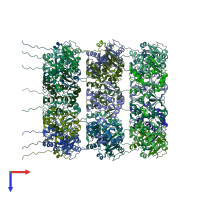PDB entry 6hxz coloured by chain, top view.