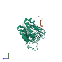 PDB entry 6hy2 coloured by chain, side view.