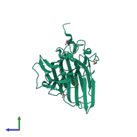 PDB entry 6hy3 coloured by chain, side view.