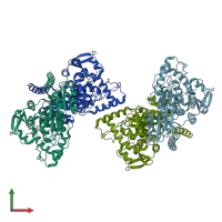 PDB entry 6hyc coloured by chain, front view.