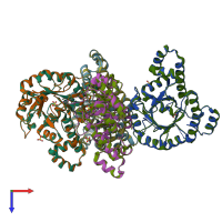 PDB entry 6hye coloured by chain, top view.
