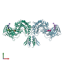 PDB entry 6hzz coloured by chain, front view.