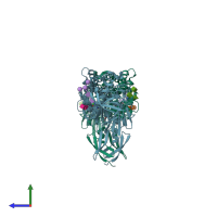 PDB entry 6hzz coloured by chain, side view.
