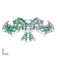 PDB entry 6i01 coloured by chain, front view.