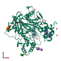 PDB entry 6i0b coloured by chain, front view.