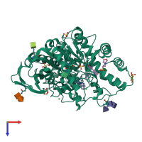 PDB entry 6i0b coloured by chain, top view.