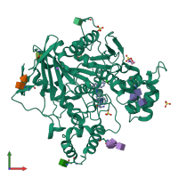 PDB entry 6i0c coloured by chain, front view.