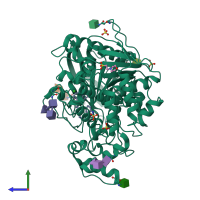 PDB entry 6i0c coloured by chain, side view.