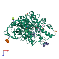 PDB entry 6i0c coloured by chain, top view.