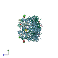 PDB entry 6i1a coloured by chain, side view.
