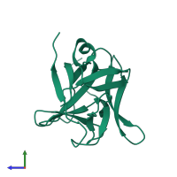 PDB entry 6i1b coloured by chain, side view.