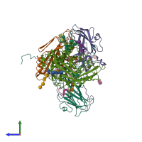 PDB entry 6i2k coloured by chain, side view.