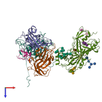 PDB entry 6i2k coloured by chain, top view.