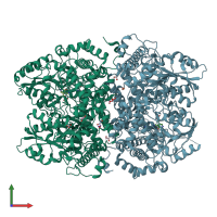 PDB entry 6i33 coloured by chain, front view.