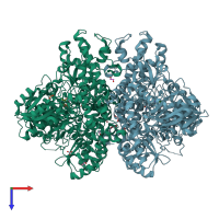 PDB entry 6i33 coloured by chain, top view.