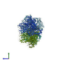 PDB entry 6i34 coloured by chain, side view.