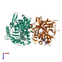 PDB entry 6i3f coloured by chain, top view.
