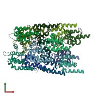 PDB entry 6i3n coloured by chain, front view.