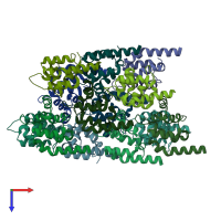 PDB entry 6i3n coloured by chain, top view.