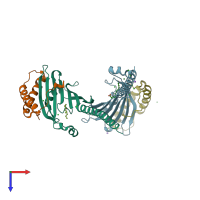 PDB entry 6i3v coloured by chain, top view.
