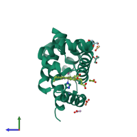 PDB entry 6i40 coloured by chain, side view.