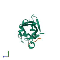 PDB entry 6i41 coloured by chain, side view.