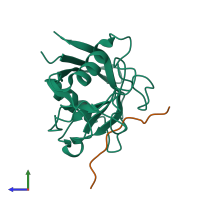 PDB entry 6i42 coloured by chain, side view.