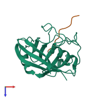 PDB entry 6i42 coloured by chain, top view.