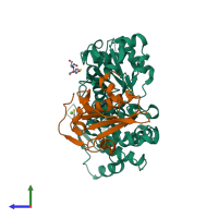 PDB entry 6i4k coloured by chain, side view.