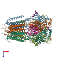 PDB entry 6i53 coloured by chain, top view.