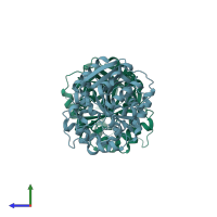 PDB entry 6i5e coloured by chain, side view.