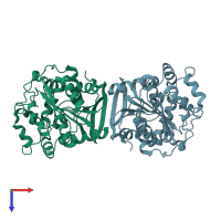 PDB entry 6i5e coloured by chain, top view.