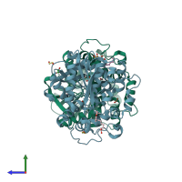 PDB entry 6i5g coloured by chain, side view.